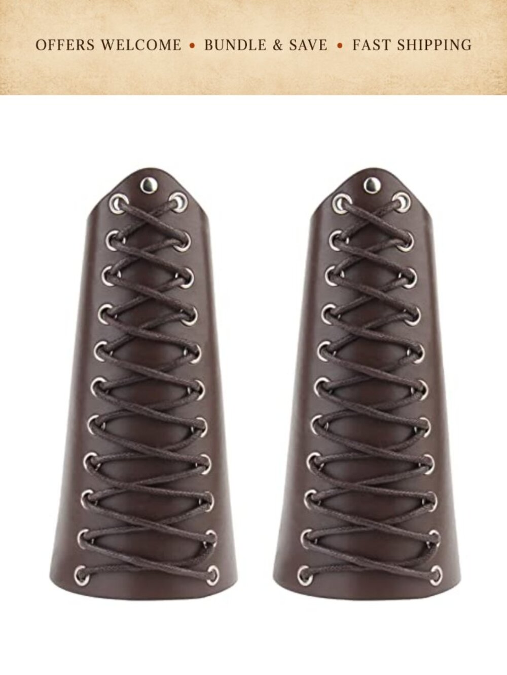 Leather Arm Gauntlets Viking Bracers Medieval Cosplay LARP Costume